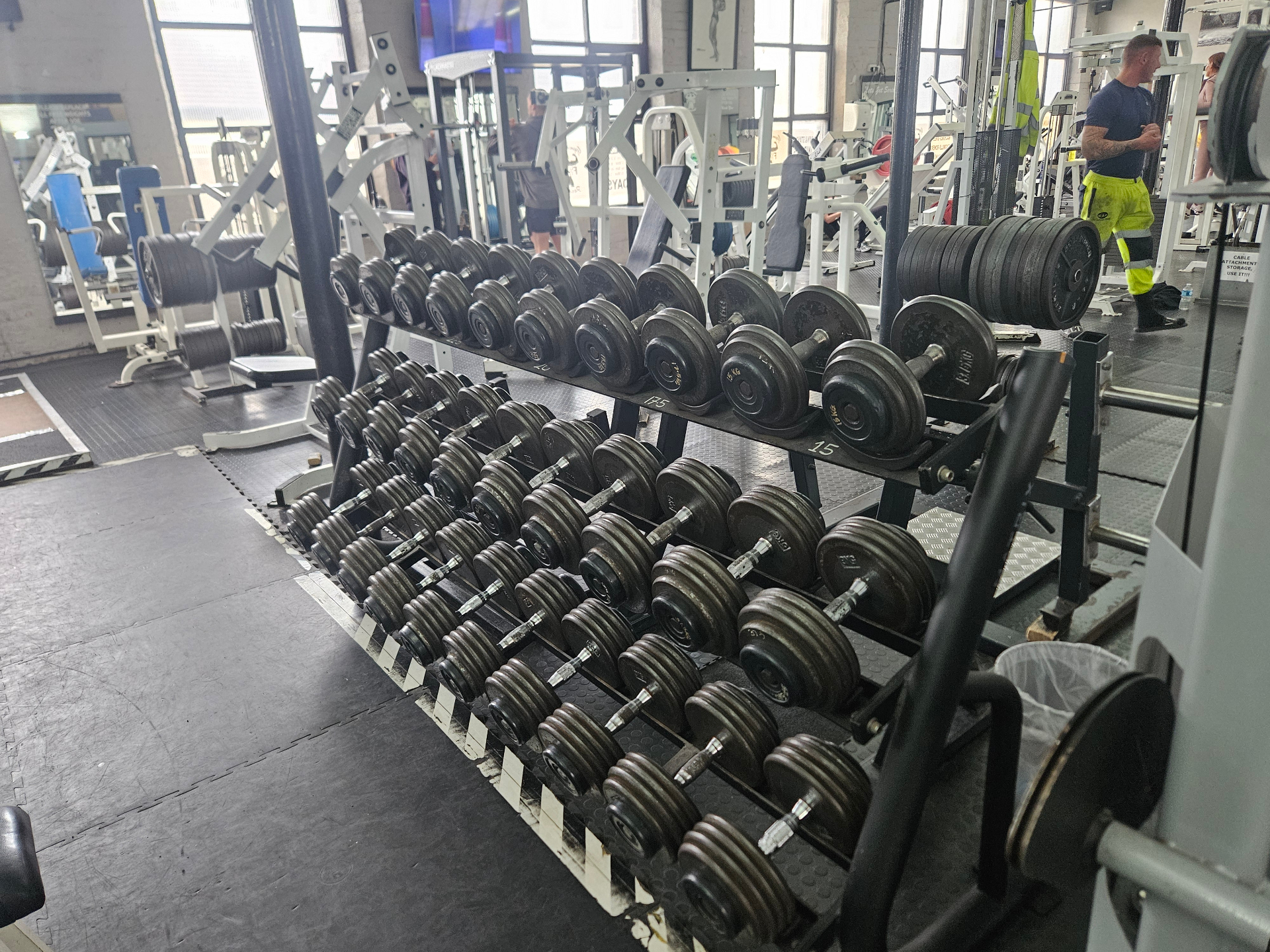 Full dumbbell rack with iron plates